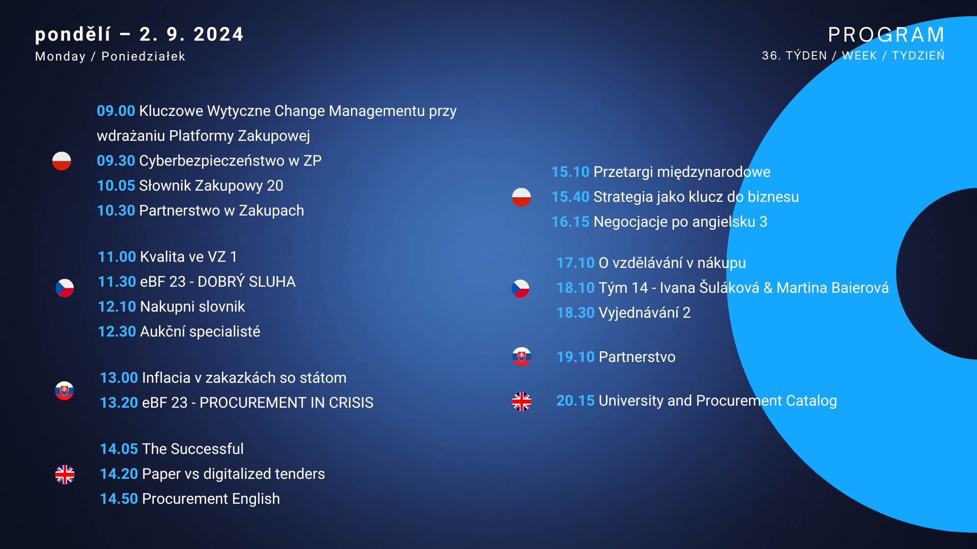 Pondělí program