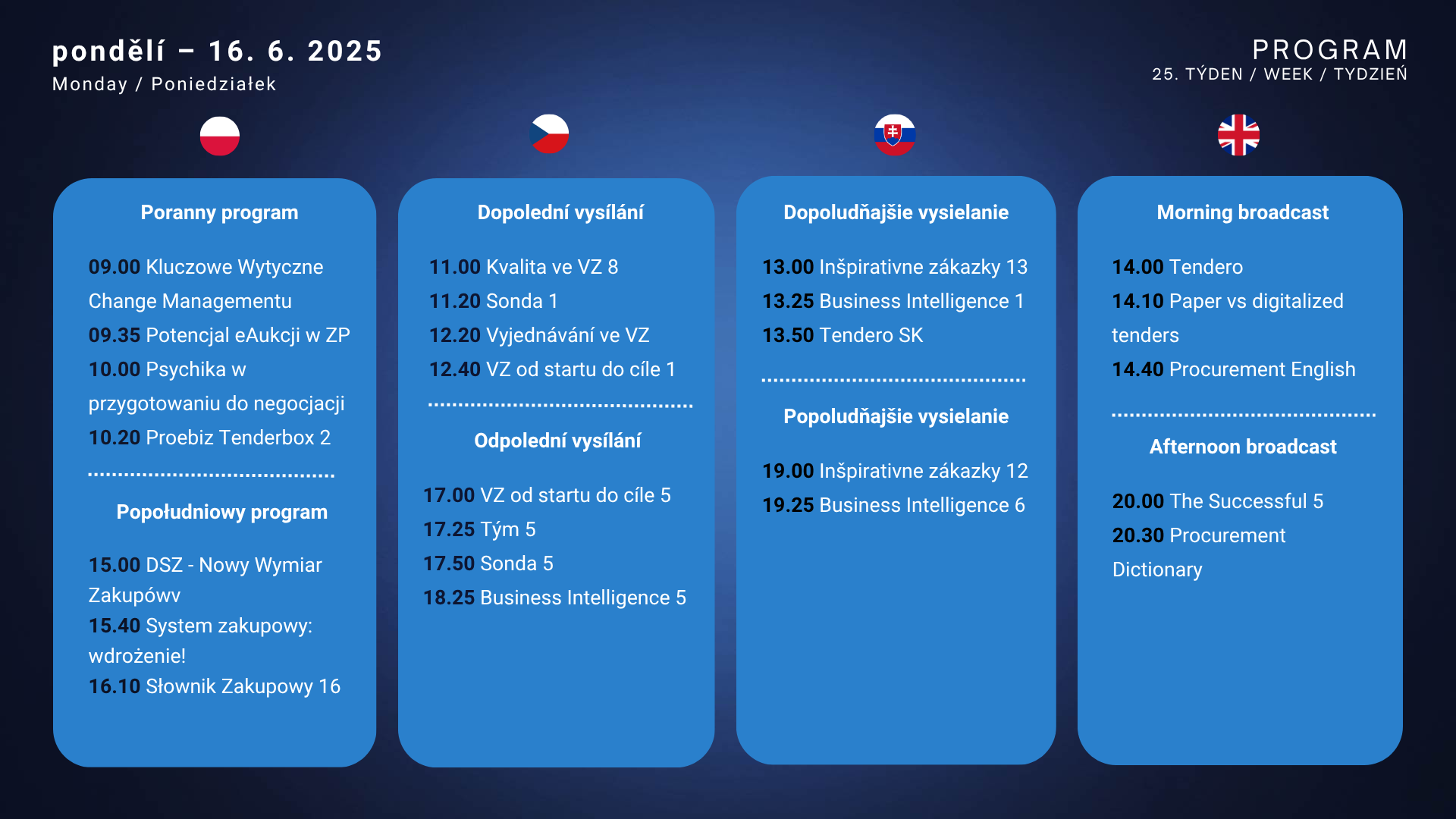 Pondělí program
