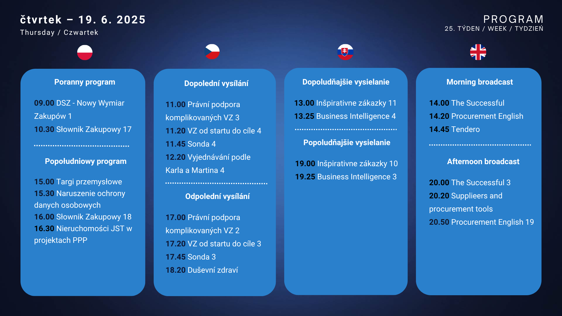 Čtvrtek program