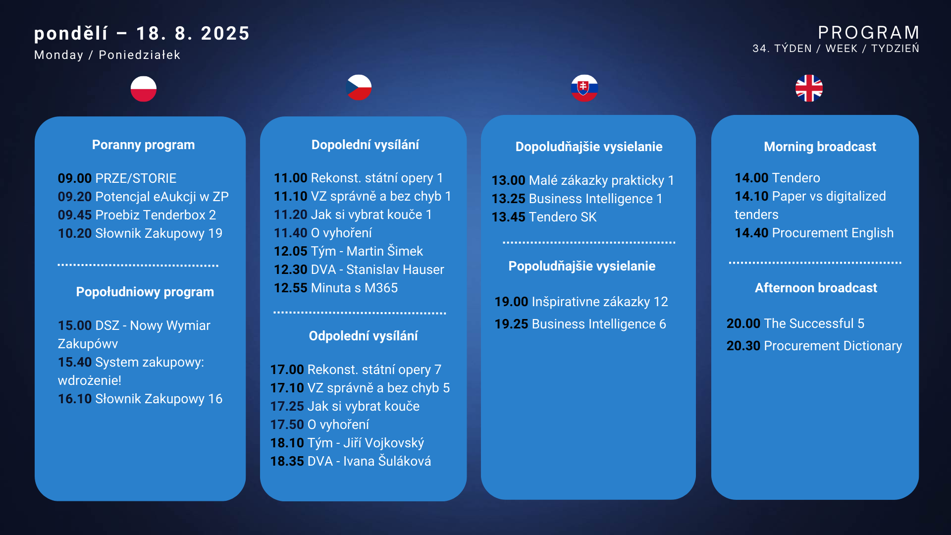Pondělí program