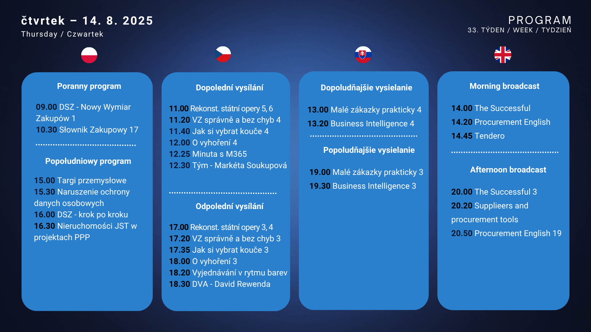 Čtvrtek program