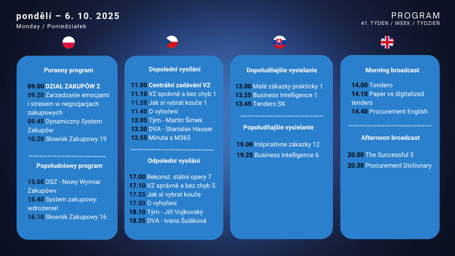 Pondělí program