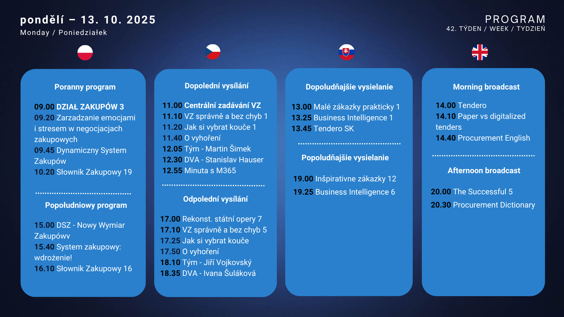 Pondělí program