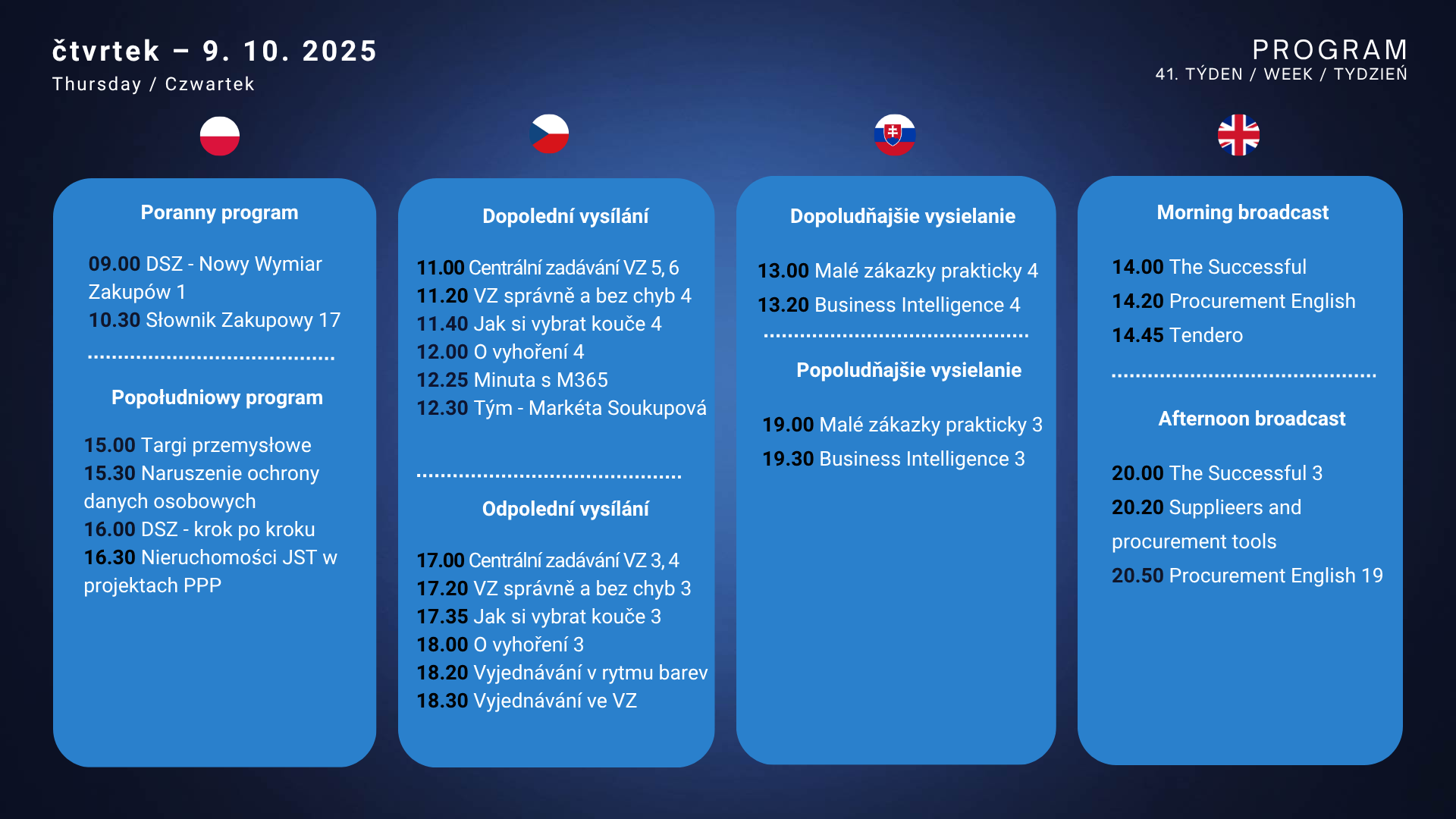 Čtvrtek program